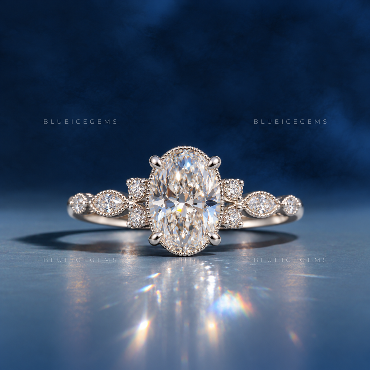 Elegant Grace Oval Cut Hidden Halo Engagement Ring