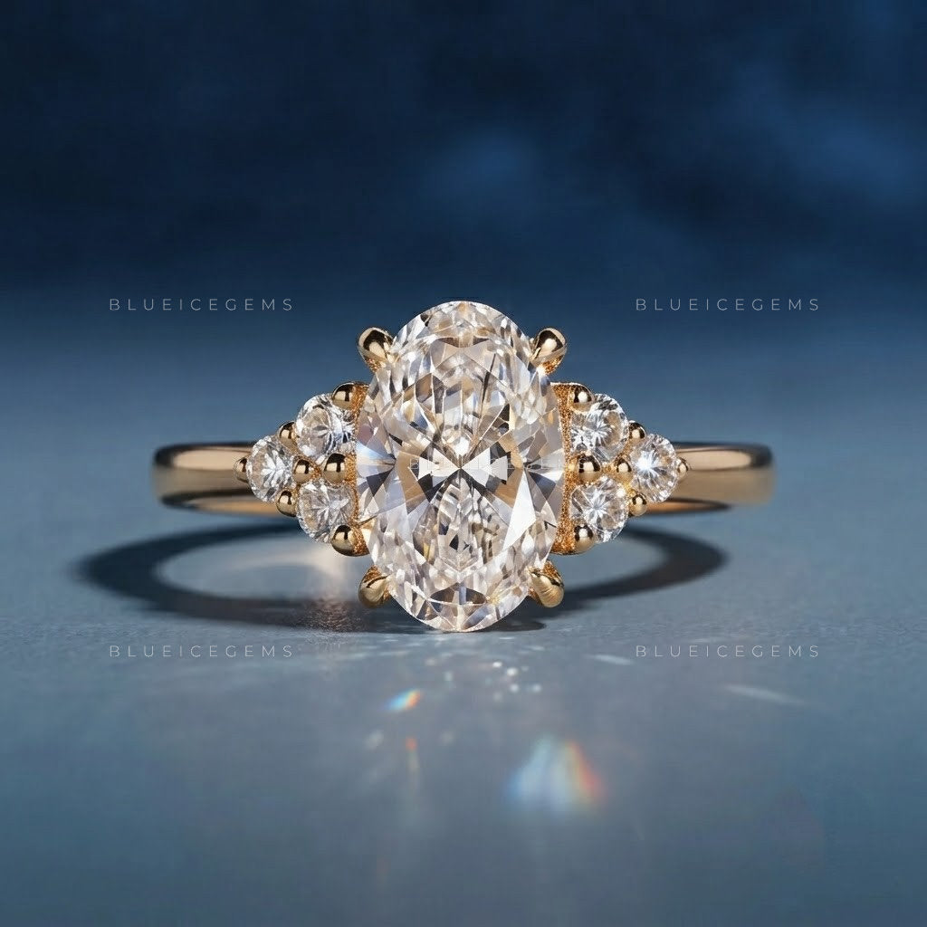 Ethereal Grace Oval Brilliant Cut Hidden Halo Engagement Ring