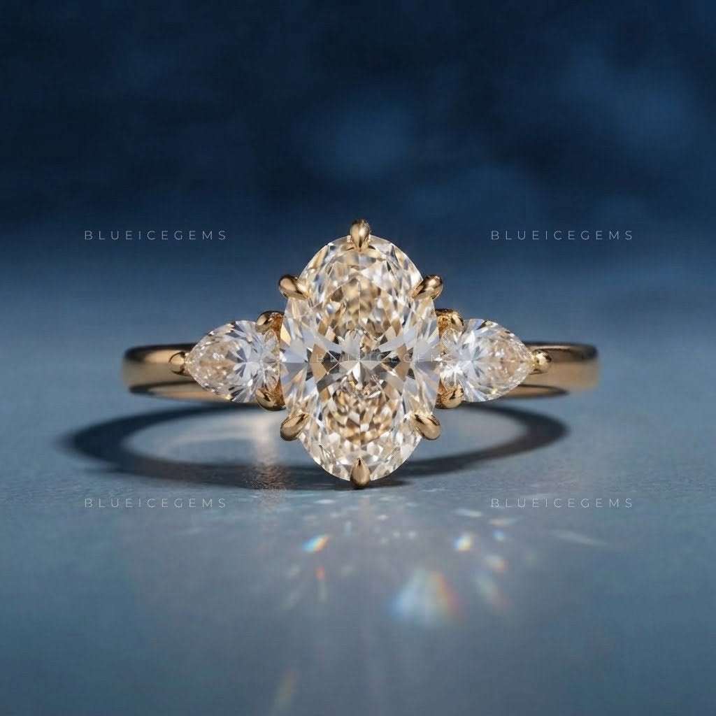 Enchanted Trilogy Oval and Pear Cut Minimalist Engagement Ring