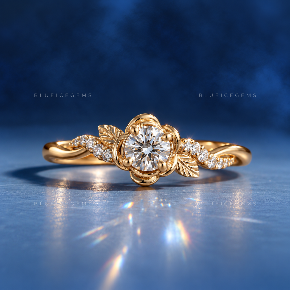 Celestial Sparkle Delicate Round Cut Accent Engagement Ring
