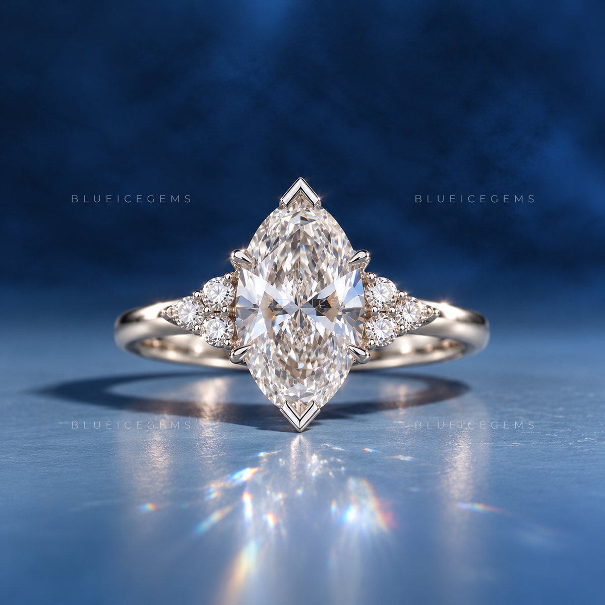 Vintage Majesty Dutch Marquise Cut Hidden Accent Engagement Ring