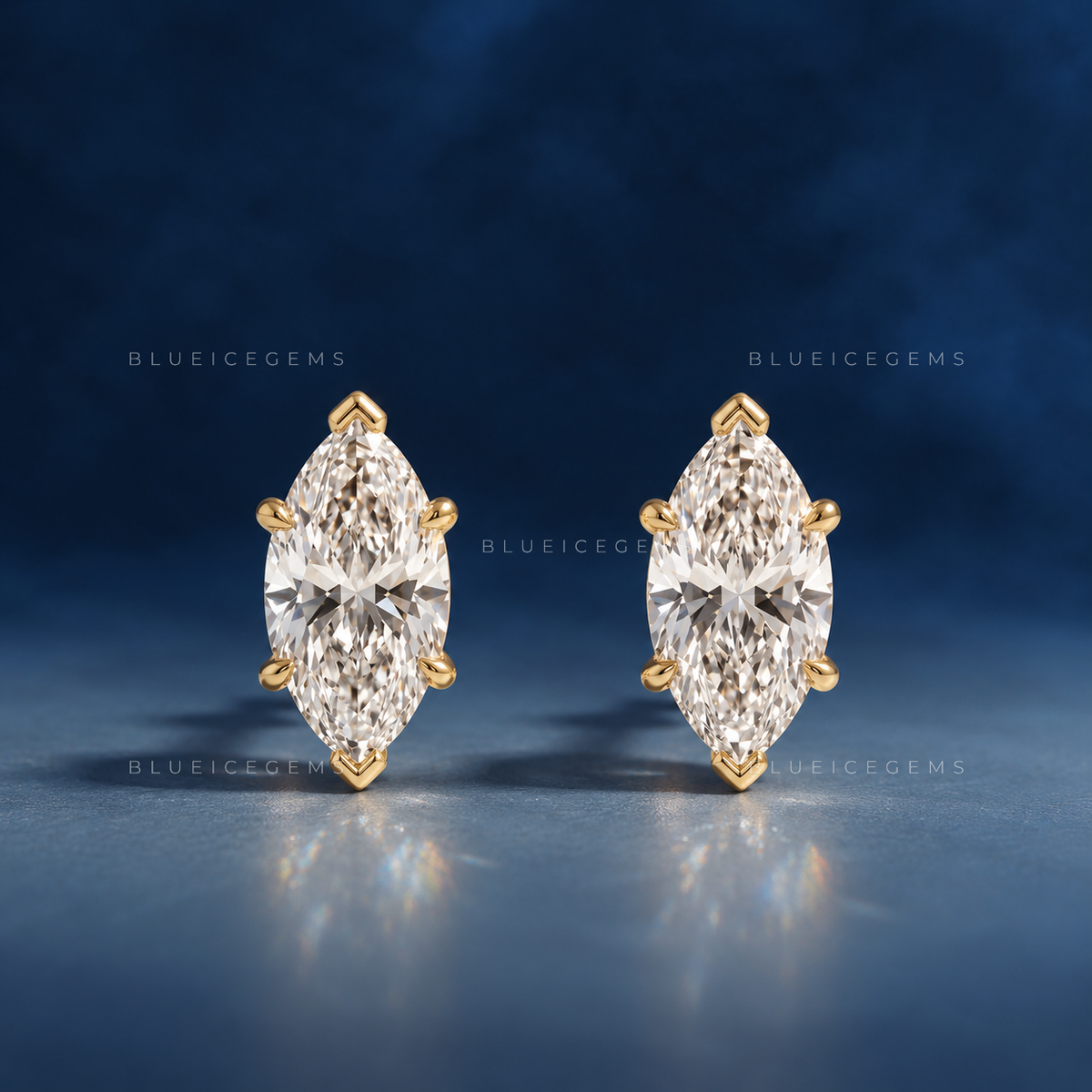 Silhouette Marquise Diamond Six-Prong Stud Earrings