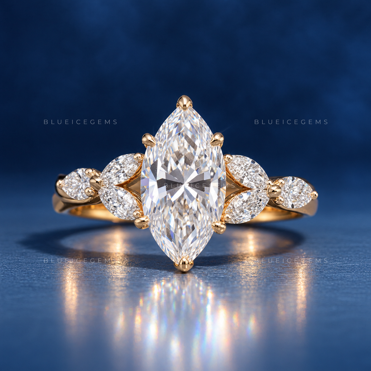 Velora Marquise Brilliant Cut Accented Solitaire Engagement Ring