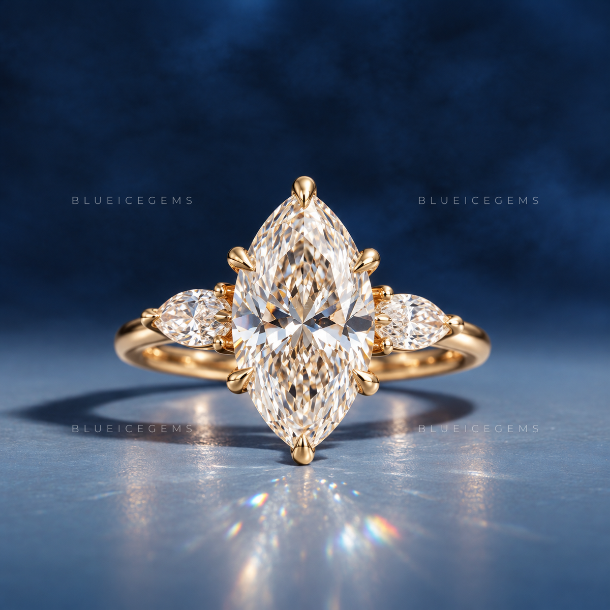 Regal Whisper Marquise Brilliant Cut Accent Solitaire Engagement Ring
