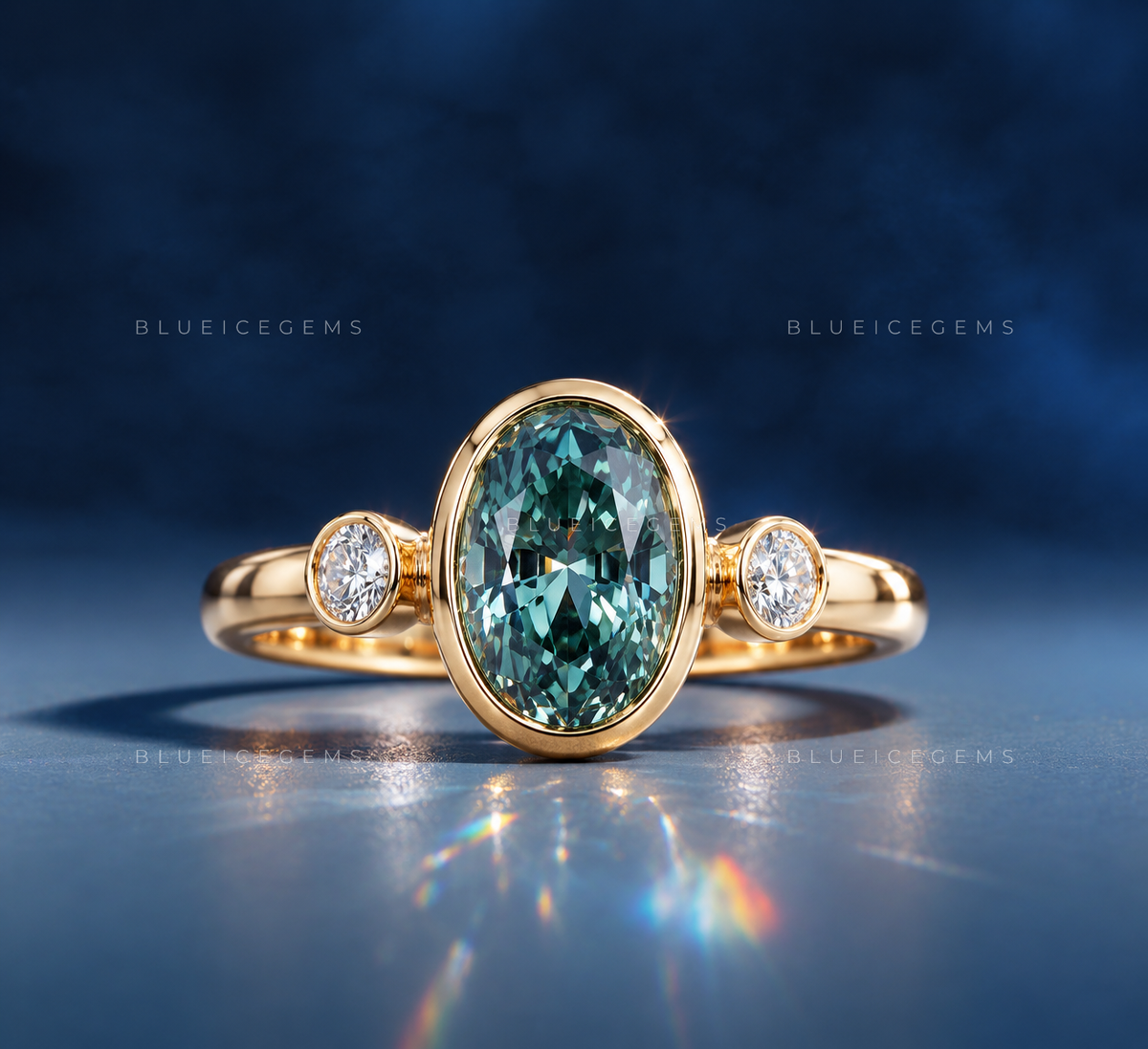 Emerald Forest Oval Cut Pavé Engagement Ring