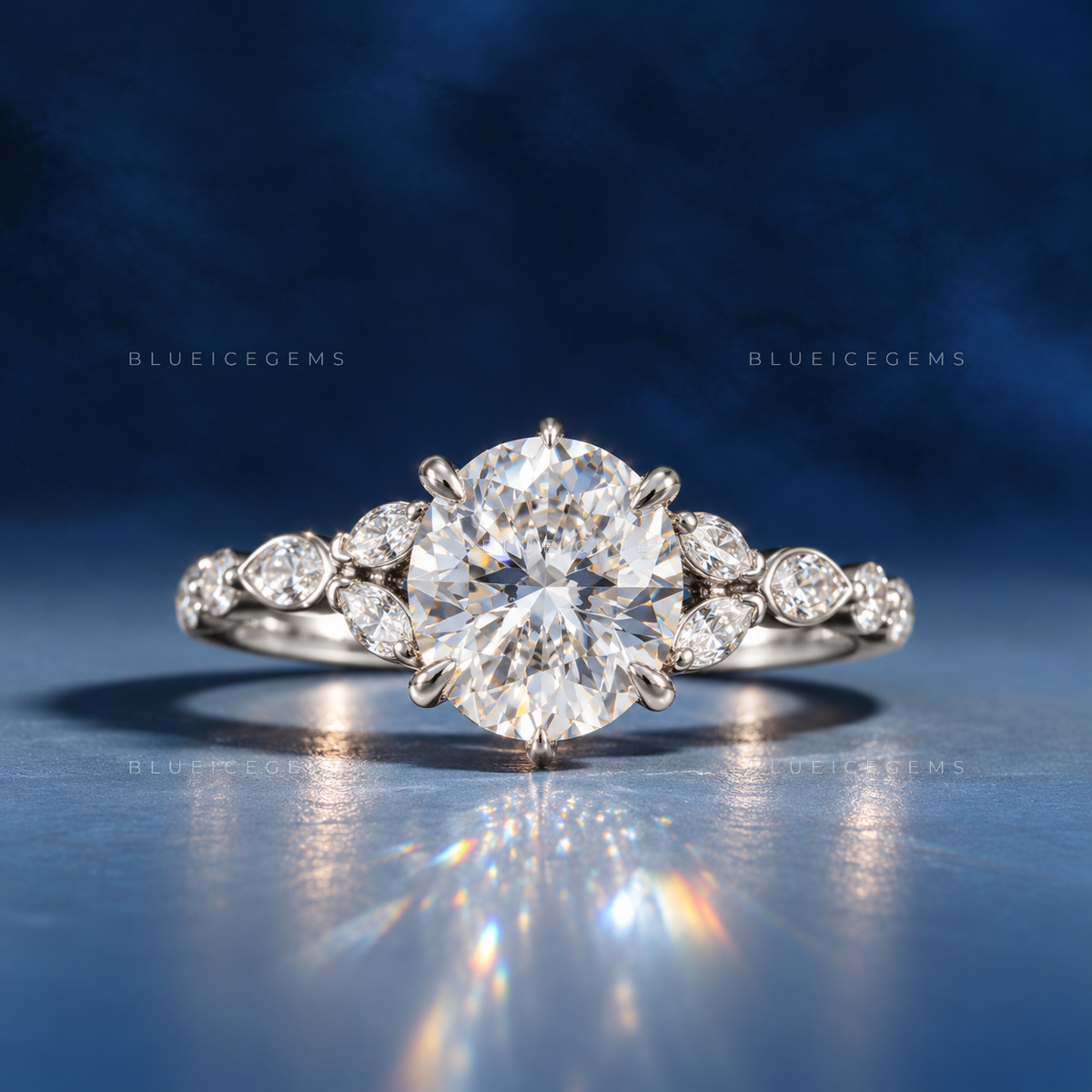 Serene Horizon Radiant Cut Classic Hidden Accent Engagement Ring