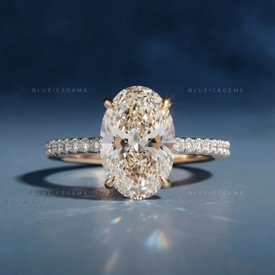 Radiant Constellation Oval Brilliant Cut Pavé Accent Engagement Ring