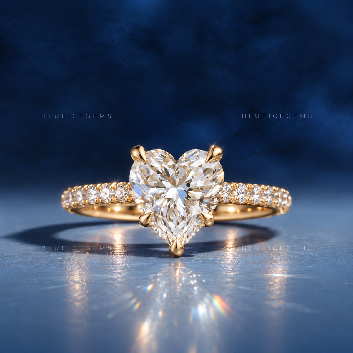 Devotion Elixir Heart Cut Pave Set Accent Engagement Ring
