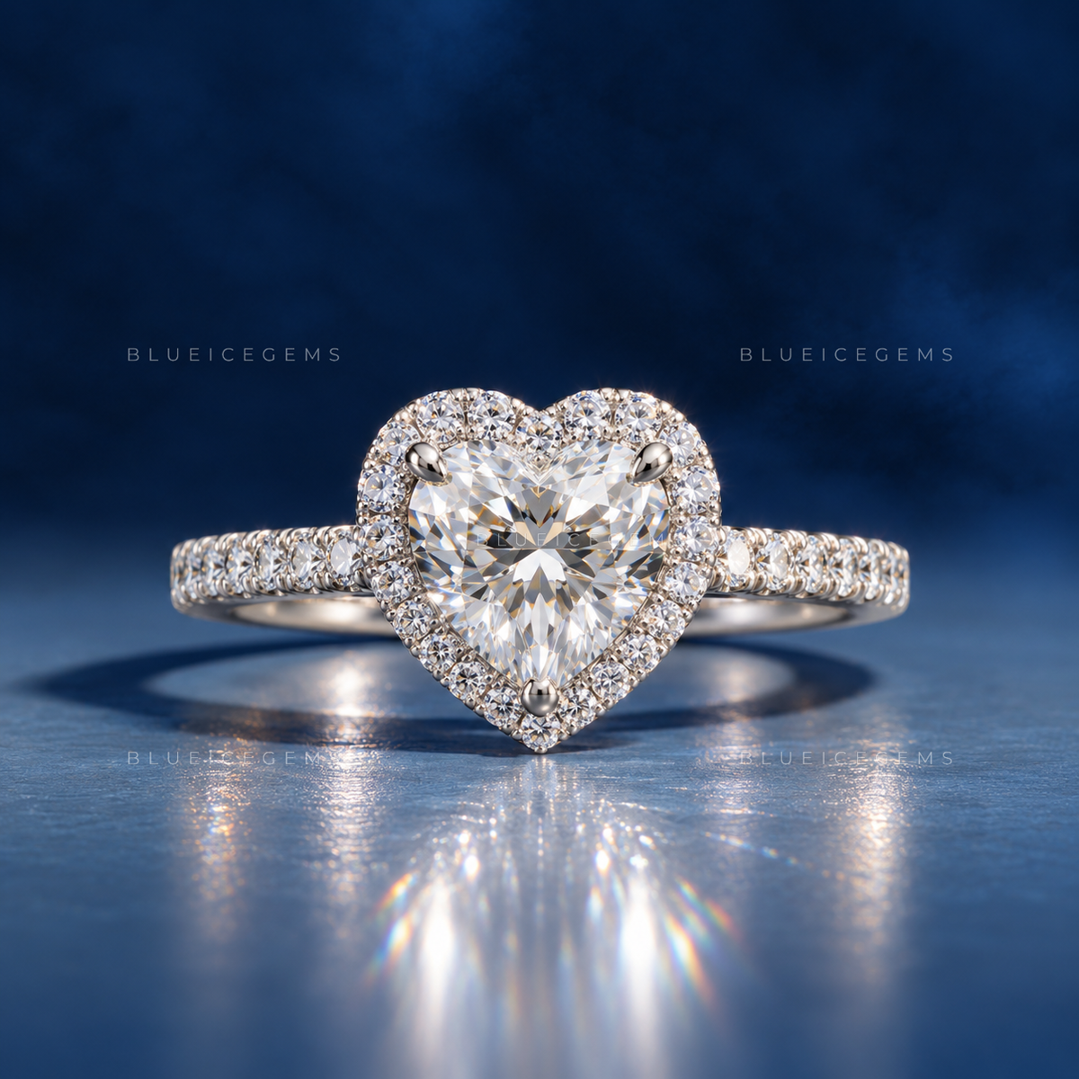 Amore Whisper Heart Cut Delicate Pavé Accent Engagement Ring