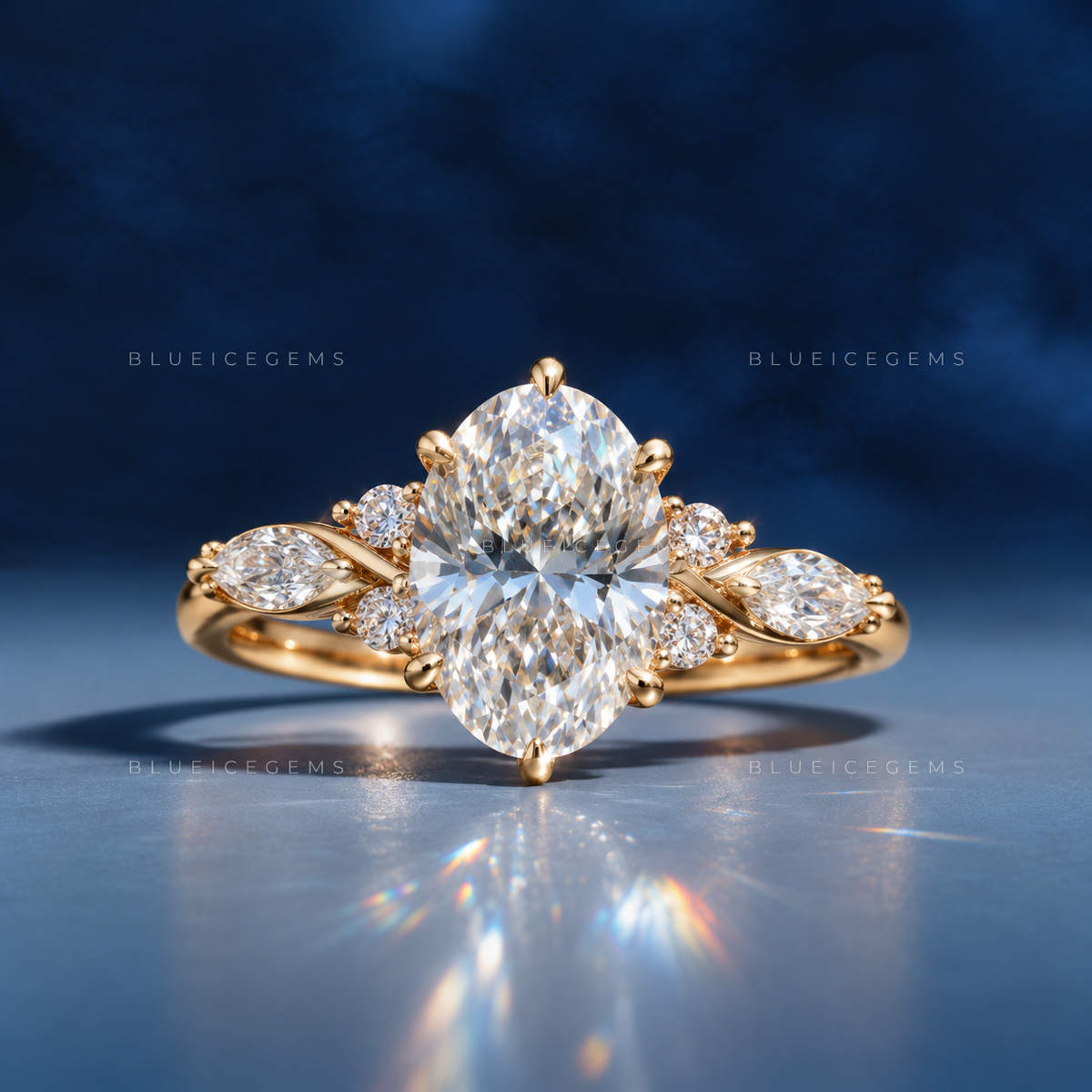 Ethereal Whispers Oval Cut Delicate Pave Accent Engagement Ring