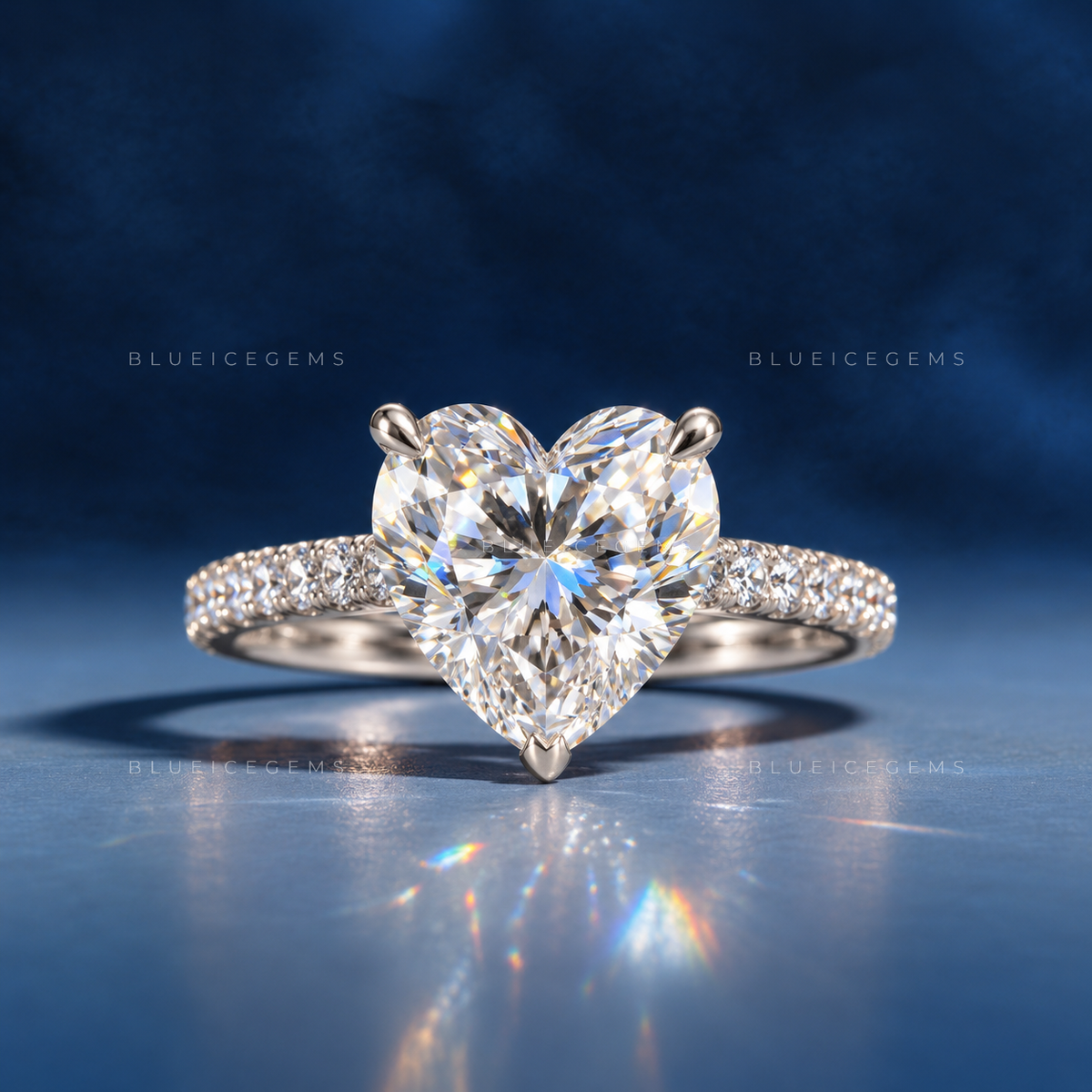 Serena Heart Cut Cathedral Pavé Accent Engagement Ring