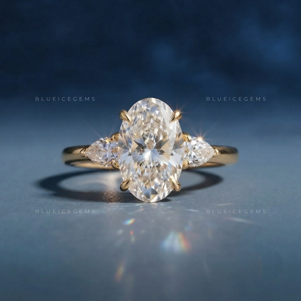 Enchanted Trilogy Oval and Pear Cut Minimalist Engagement Ring