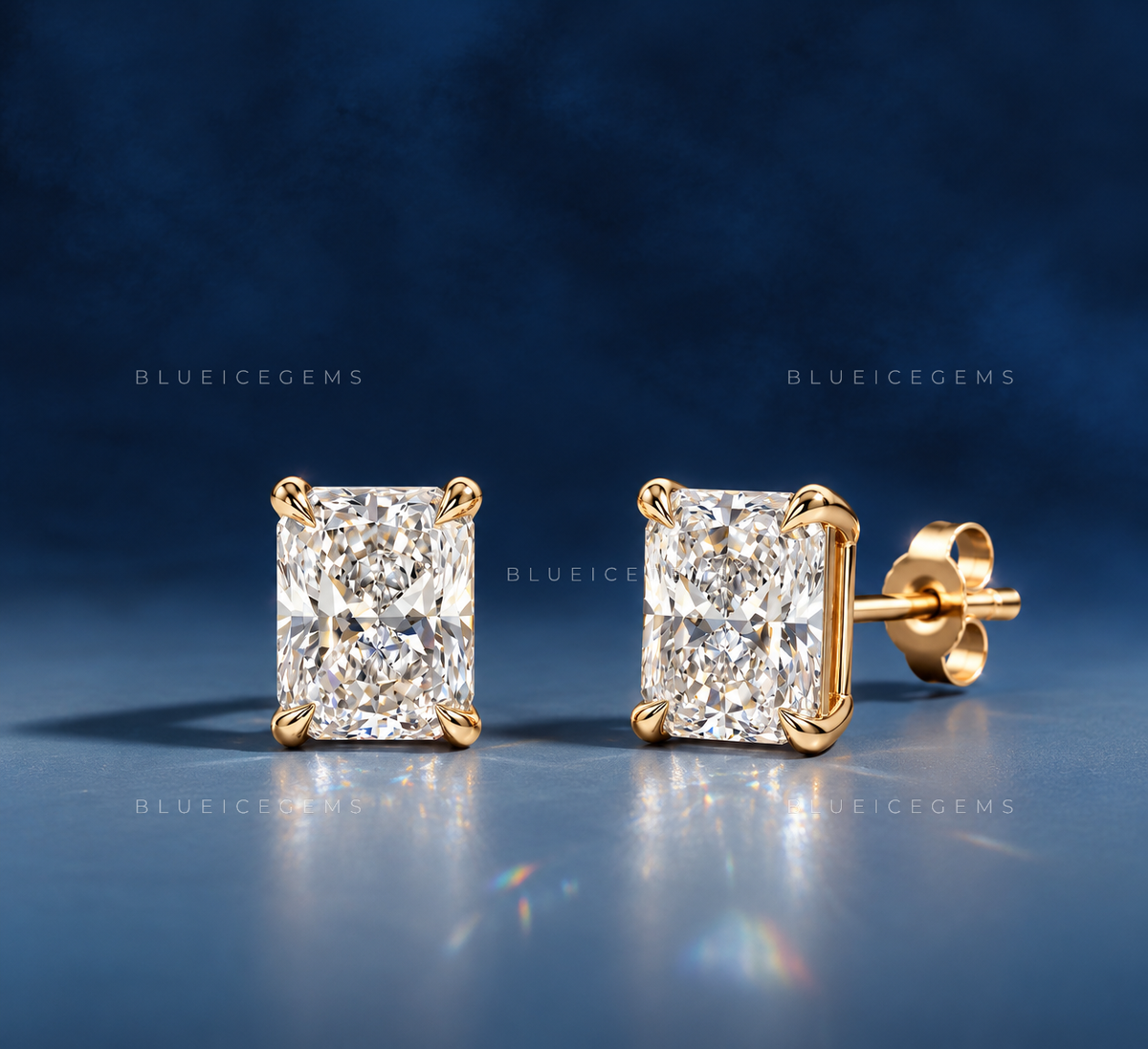 Prism Radiance Radiant-Cut Lab-Grown Diamond Stud Earrings