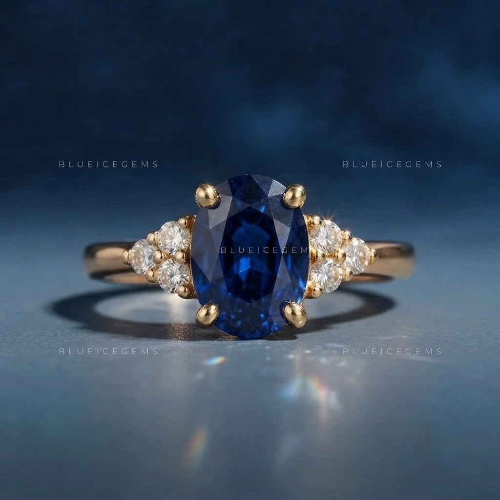 Royal Allure Oval Cut Sapphire Blue Classic Accent Ring