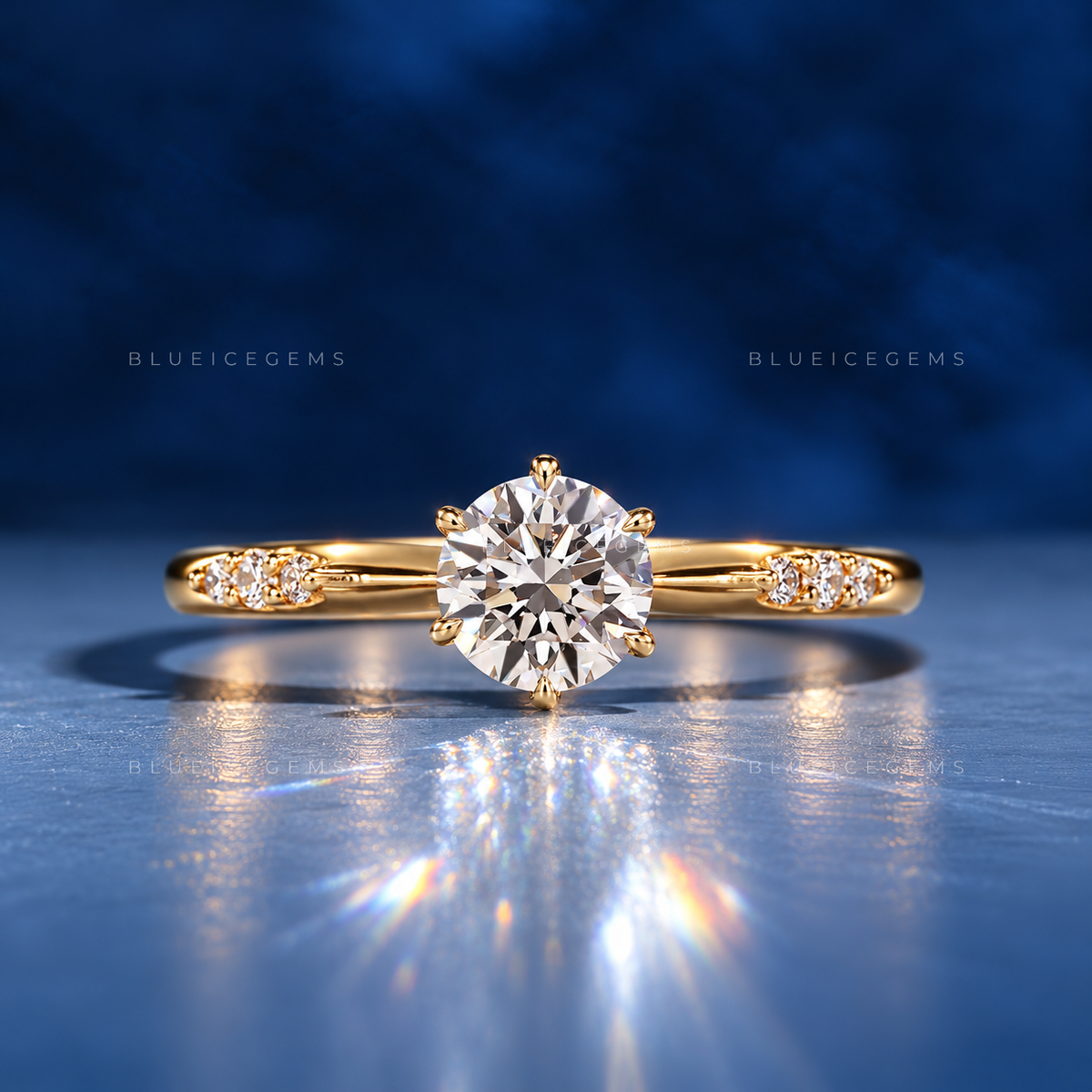 Celestial Sparkle Round Brilliant Cut Certified Pavé Engagement Ring