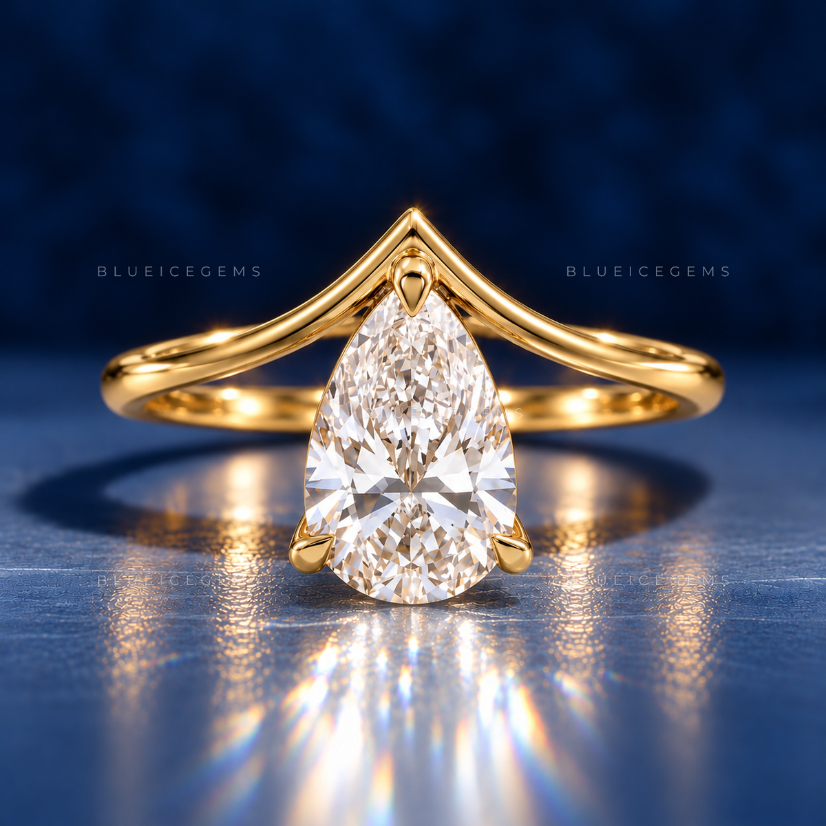 Aurelia Pear Cut Certified V-Shape Engagement Ring