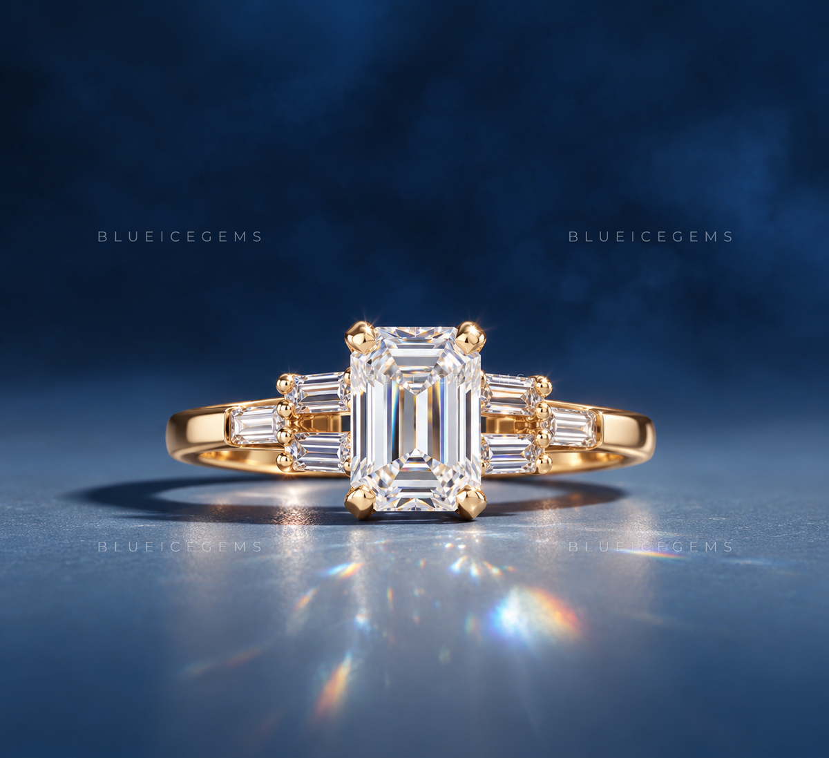 Architectural Elegance Emerald Cut Seven-Stone Ring