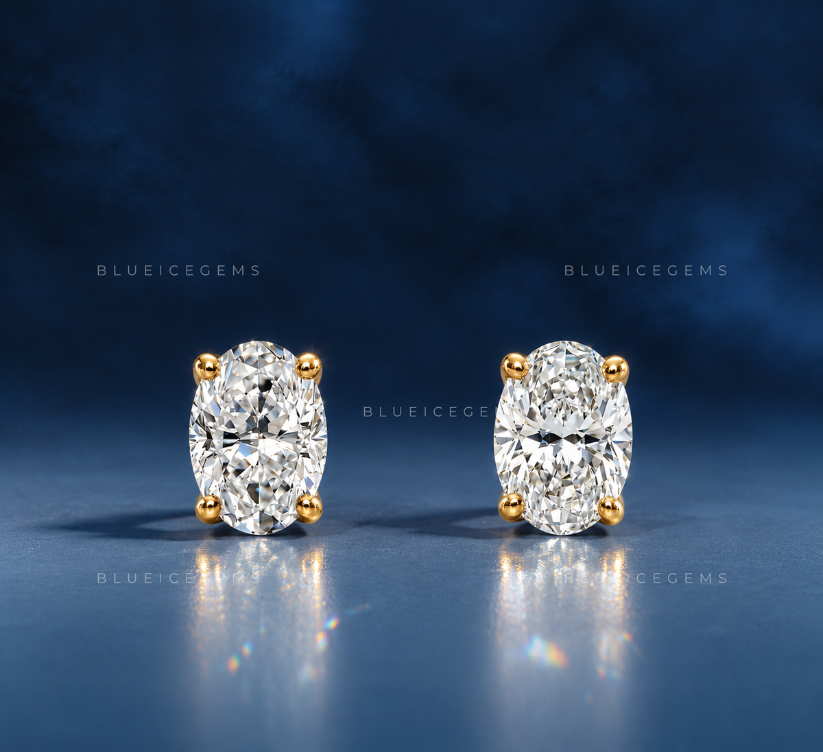Silken Oval Lab-Grown Diamond Four-Prong Stud Earrings