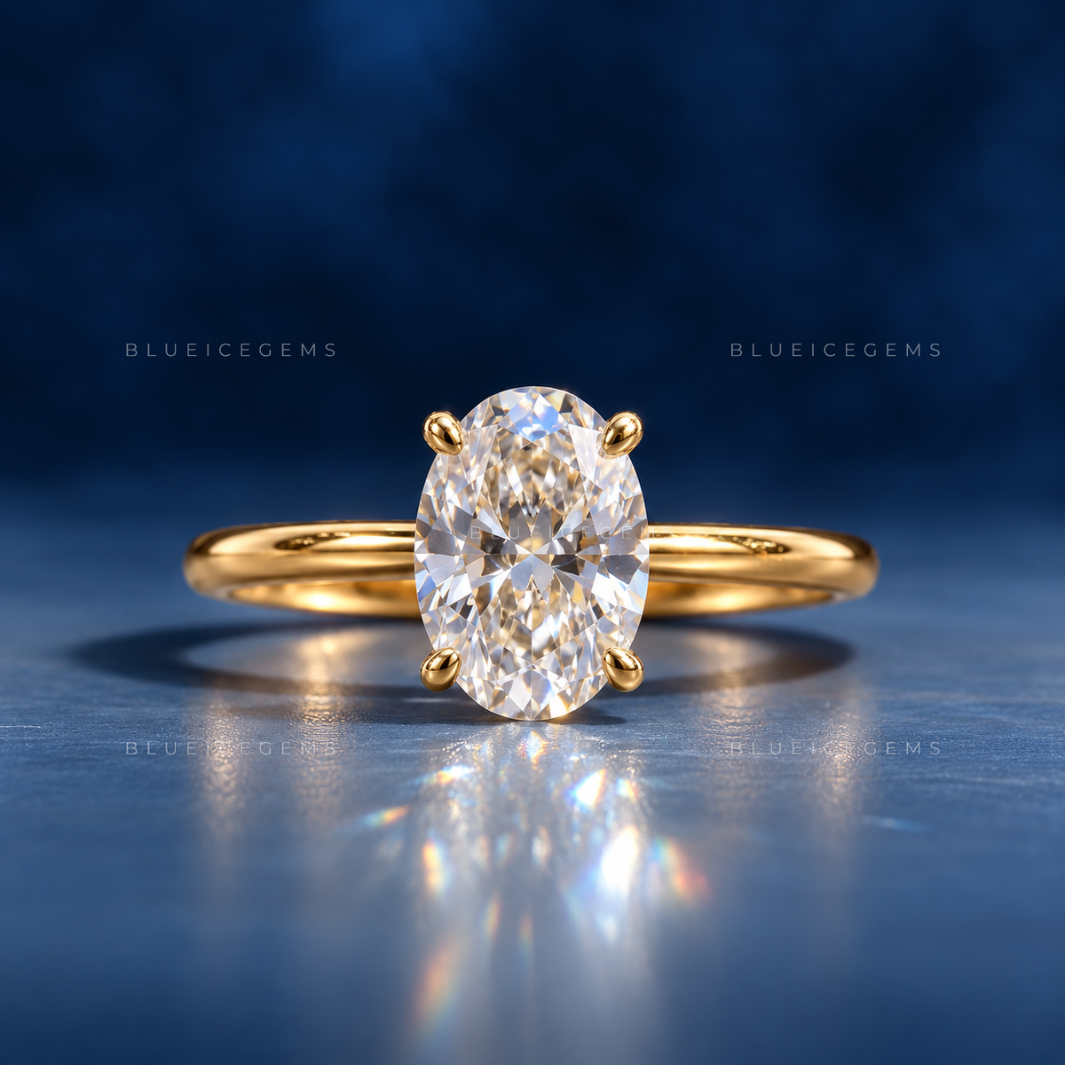 Elara Oval Cut Lab-Grown Thin Band Solitaire Engagement Ring