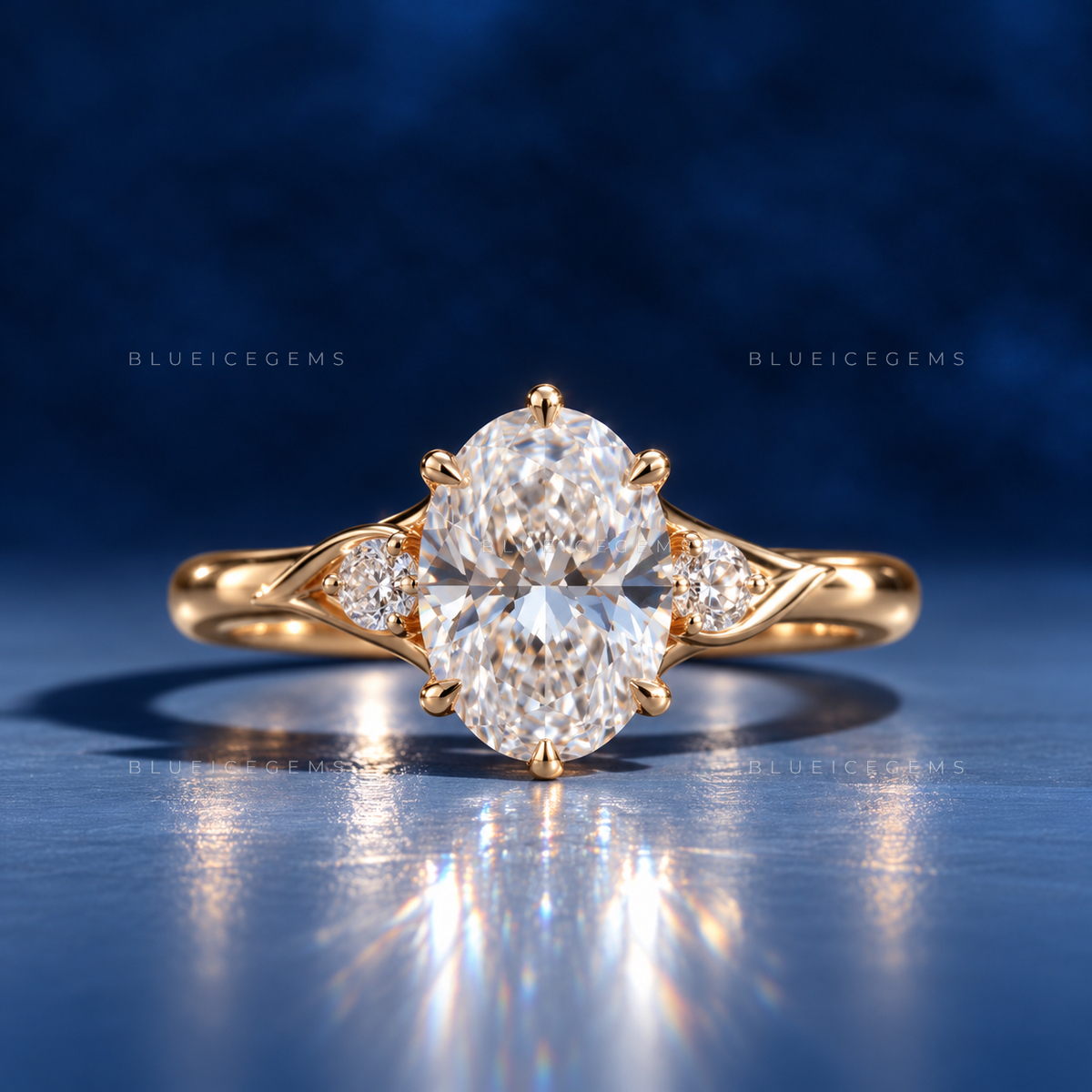 Ethereal Majesty Oval Brilliant Cut Pave Accent Engagement Ring