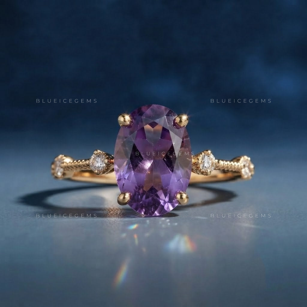 Royal Splendor Cushion Cut Amethyst Eco-Conscious Classic Accent Ring