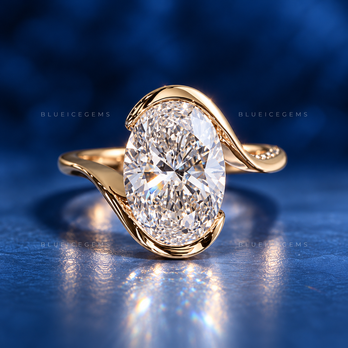 Seren Oval Cut Swirl Band Solitaire Engagement Ring