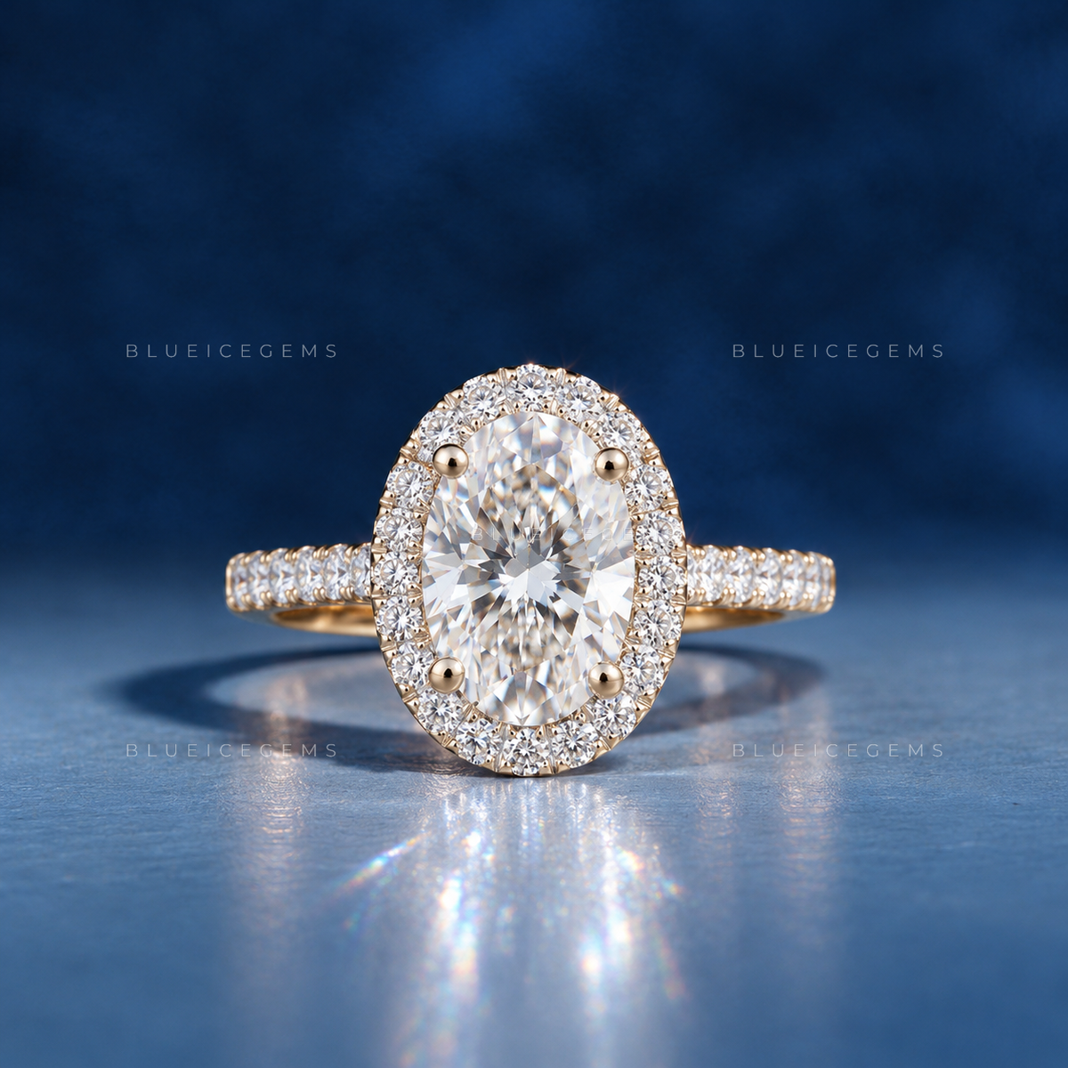 Ethereal Radiance Oval Cut Petite Pavé Accent Solitaire Ring