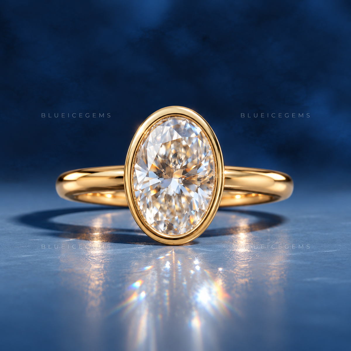 Virelle Oval Cut Minimalist Bezel Solitaire Engagement Ring