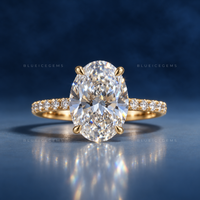 Serelle Oval Cut Certified Pavé Accent Solitaire Engagement Ring