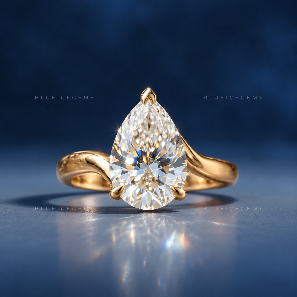 Lunara Pear Cut Bypass Solitaire Ring