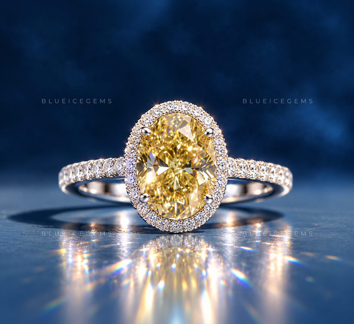 Sun-Kissed Oval Cut Pavé Engagement Ring