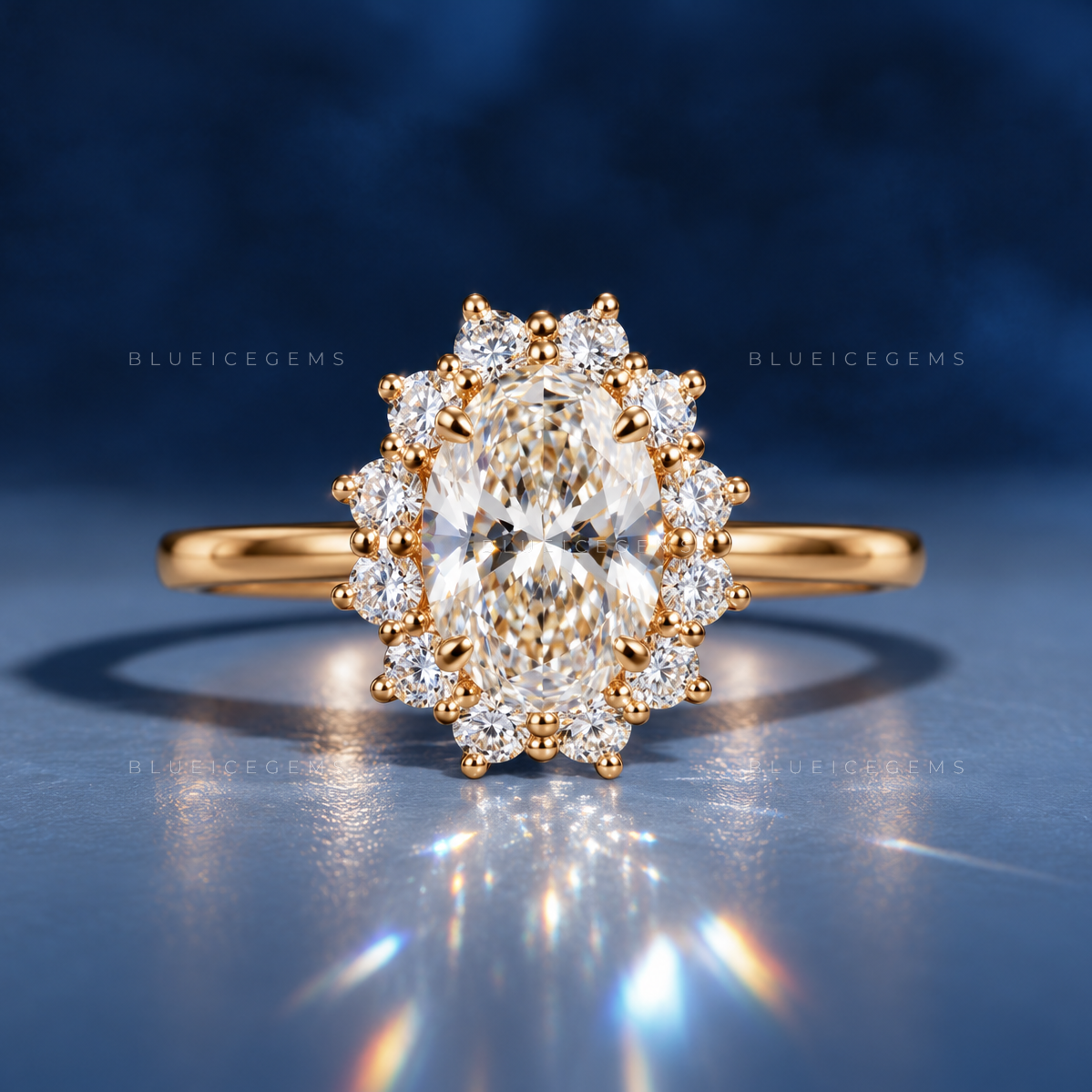 Lunara Oval Cut Brilliant Pavé Accent Solitaire Engagement Ring