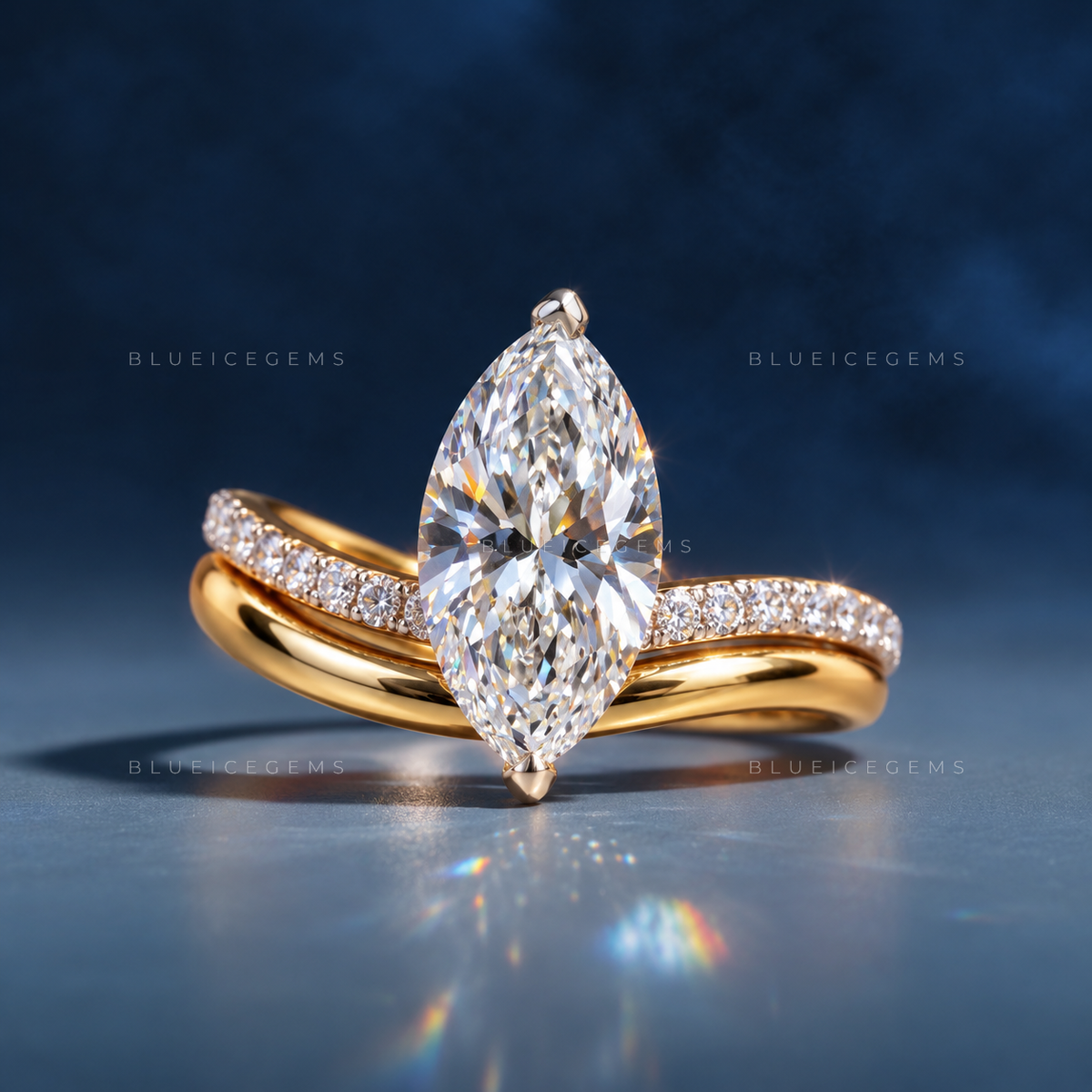 Serena Marquise Cut Certified Brilliant Accent Engagement Ring