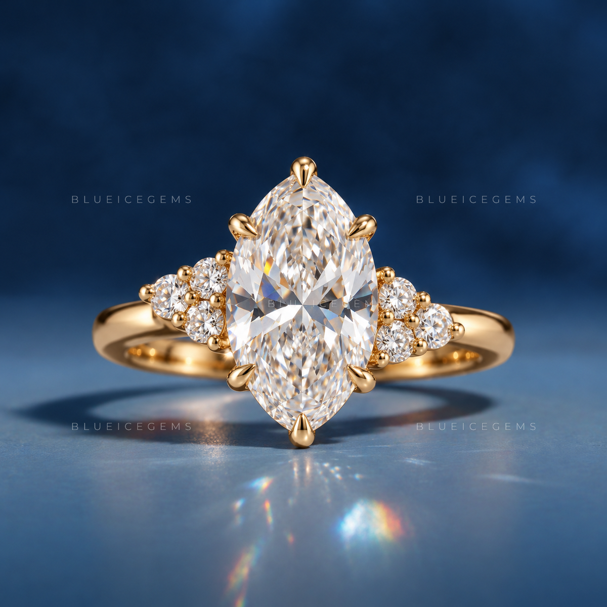 Aurelia Marquise Cut Certified Brilliant Accent Solitaire Engagement Ring