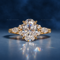 Enchanting Bloom Oval Cut Marquise Accent Engagement Ring