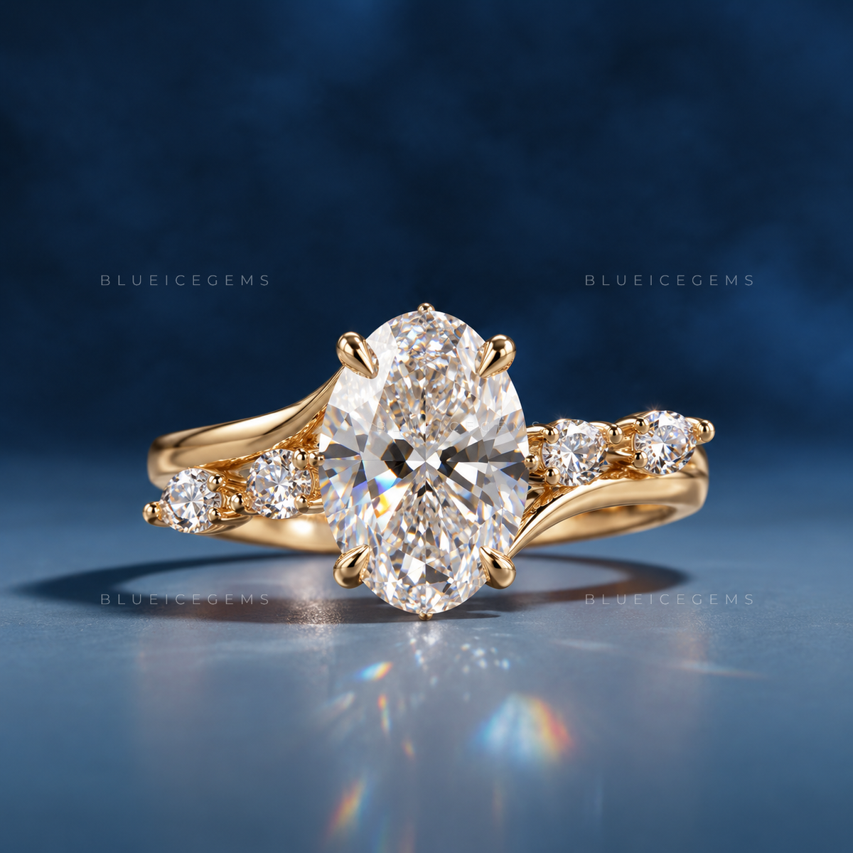 Nature's Grace Oval Cut Marquise Accent Engagement Ring