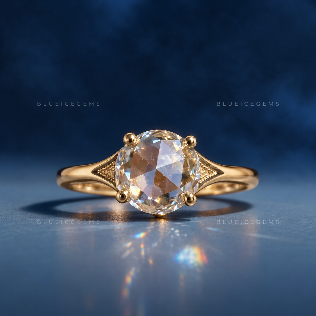Vintage Charm Round Rose Cut Solitaire Engagement Ring