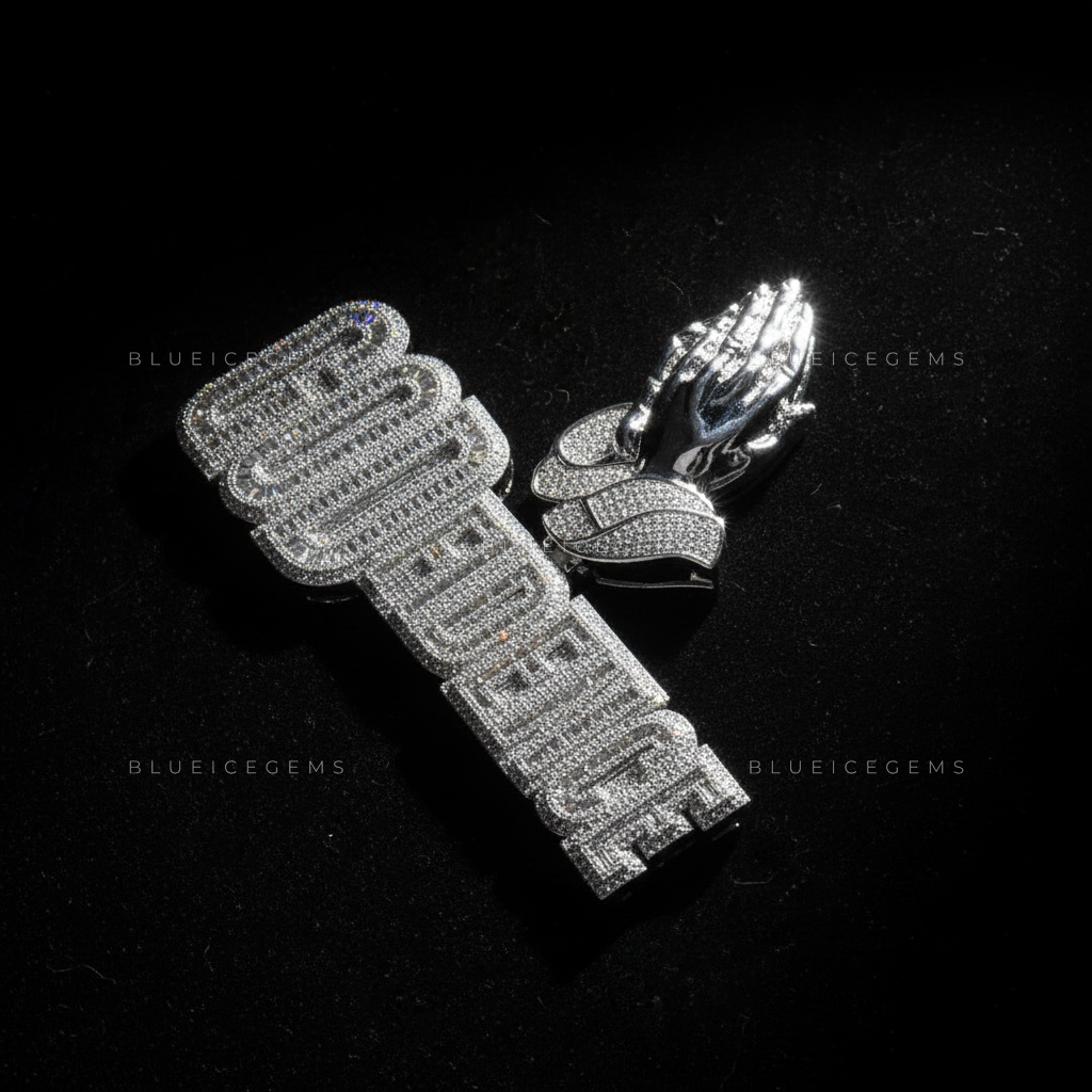 The "GODFIDENCE" Divine Aura: Praying Hands & Multi-Stone Block Fusion Pendant