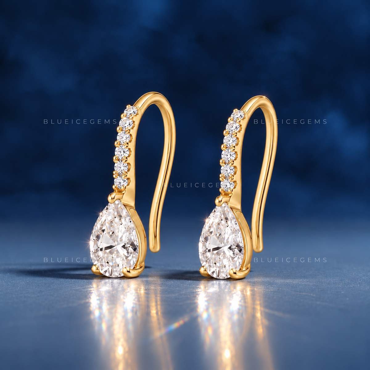 Pear Drop Pavé Bar Earrings