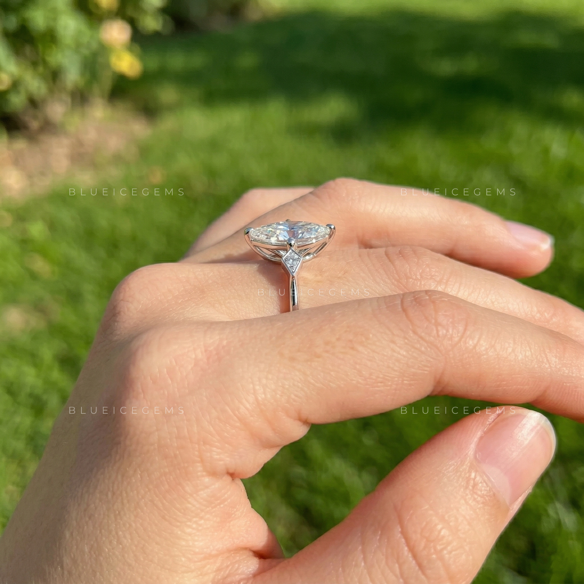 Stellar Silhouette Marquise Cut Hidden Halo Ring