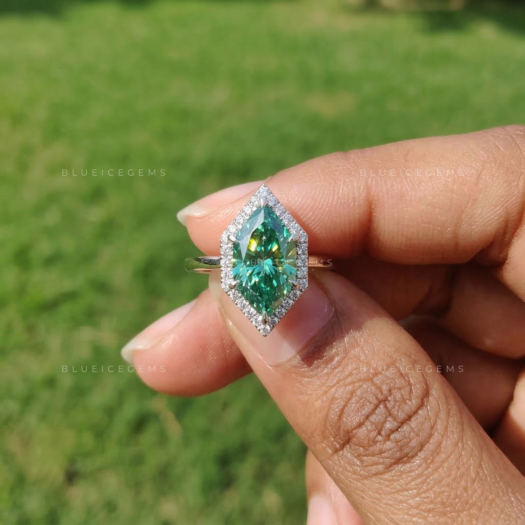 Enchanted Verdant Dutch Marquise Pavé Ring