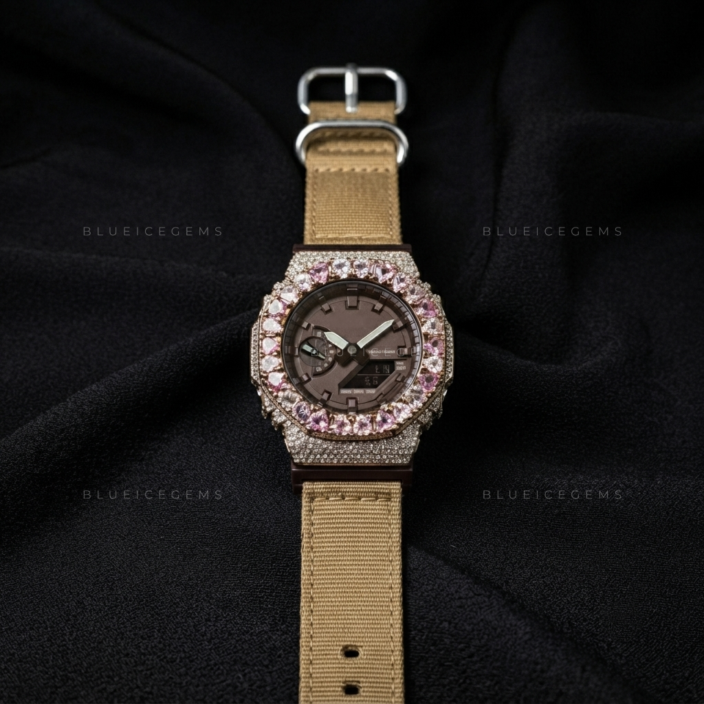 Pink Heart Royale Iced Watch – 13+ CT VVS Moissanite