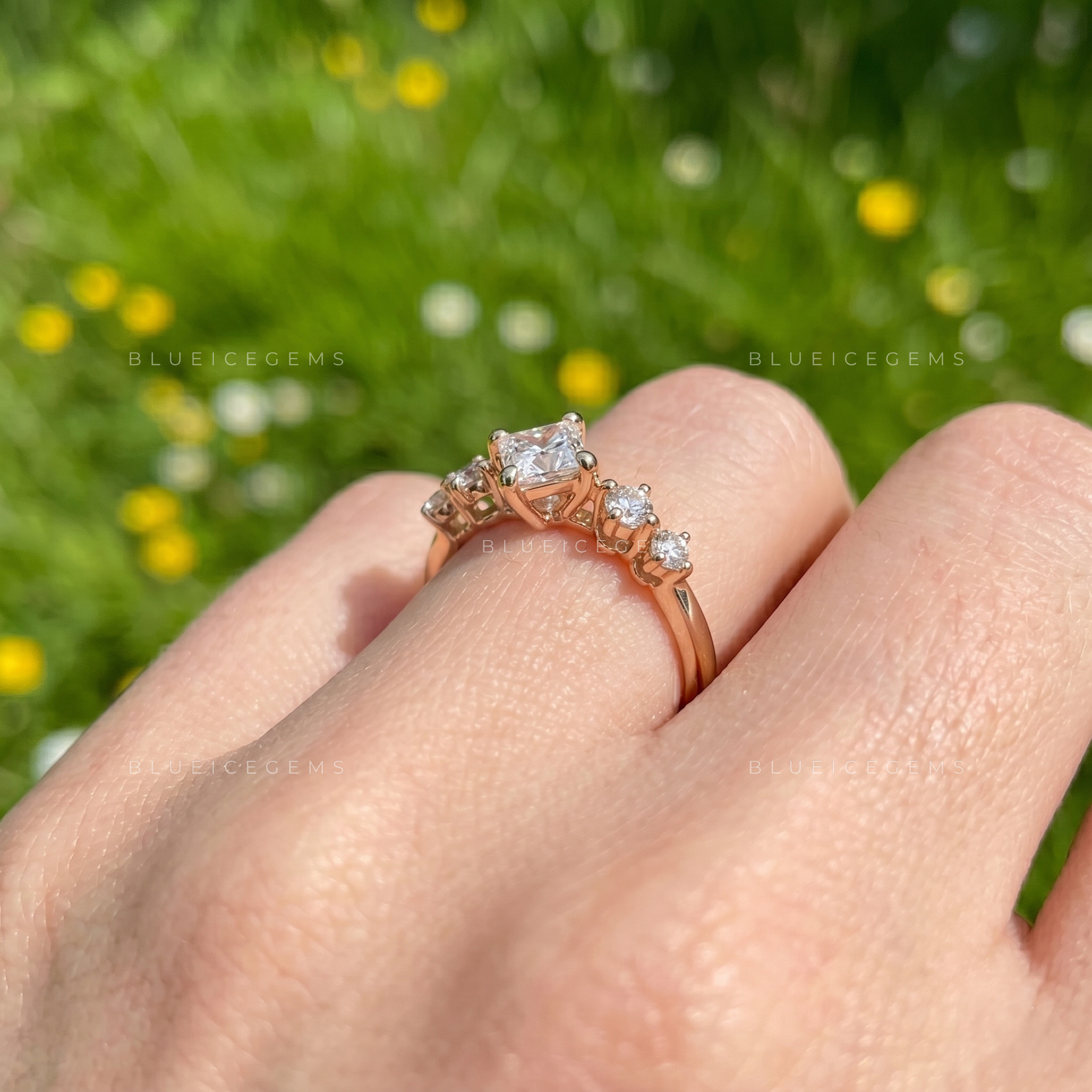 Modern 5-Stone Architectural Engagement Ring for Her