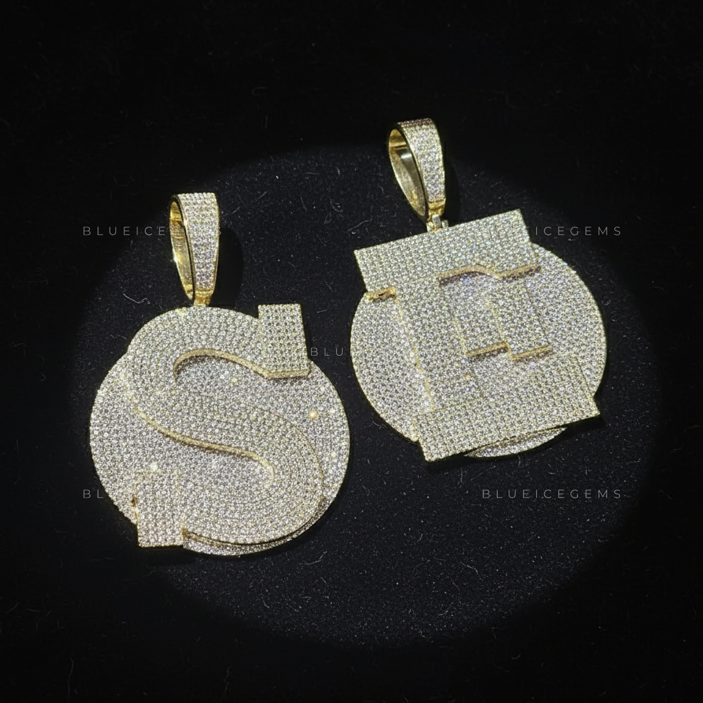 "W" Custom Two-Tone Spinner Pendant