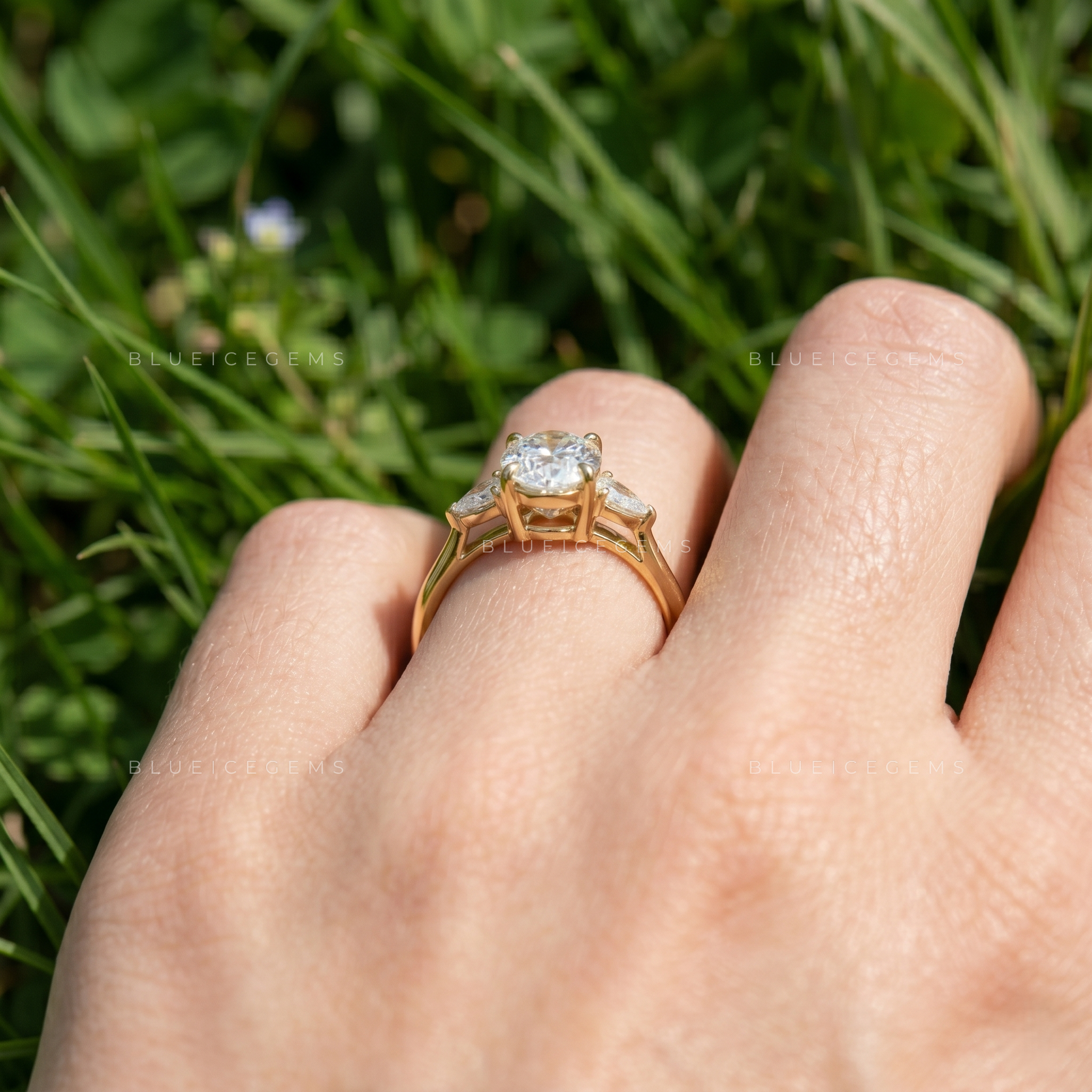 Enchanted Trilogy Oval and Pear Cut Minimalist Engagement Ring