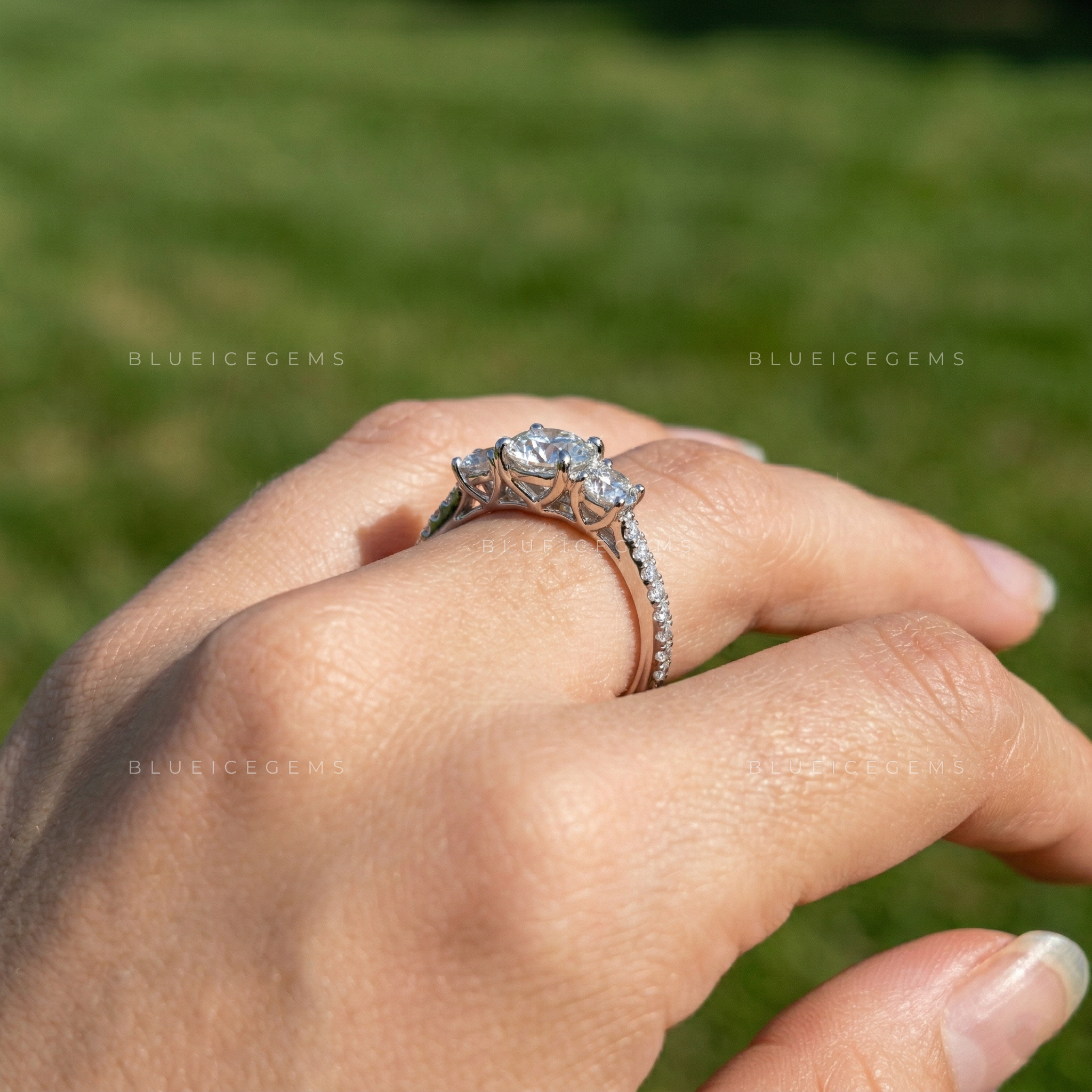 Celestial Fire Round Brilliant Cut Cluster Engagement Ring