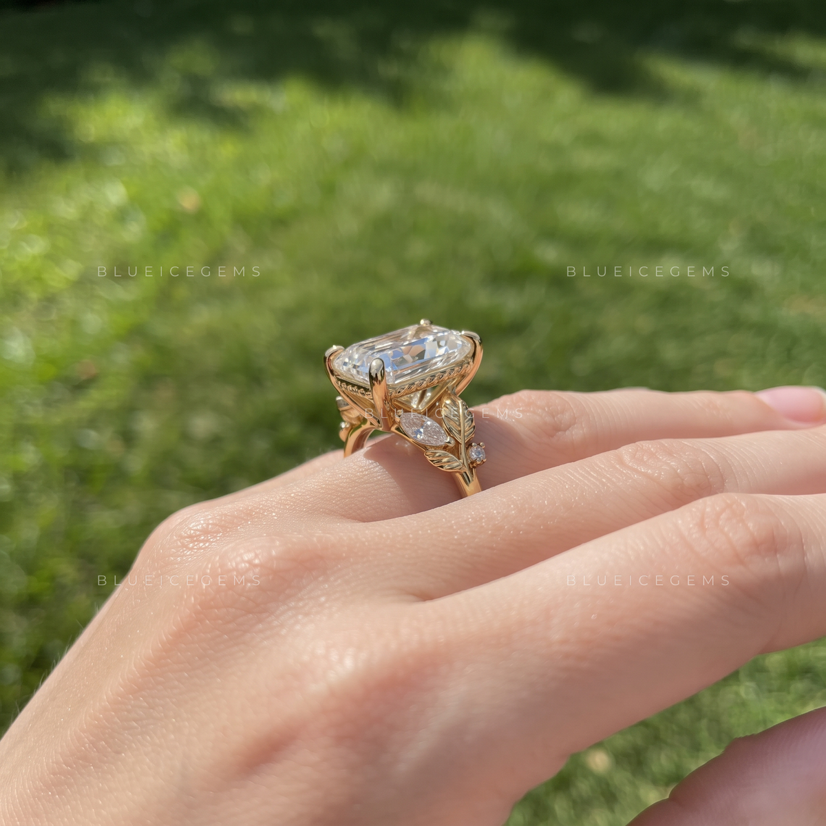 Old Mine Cut Floral Engagement Ring