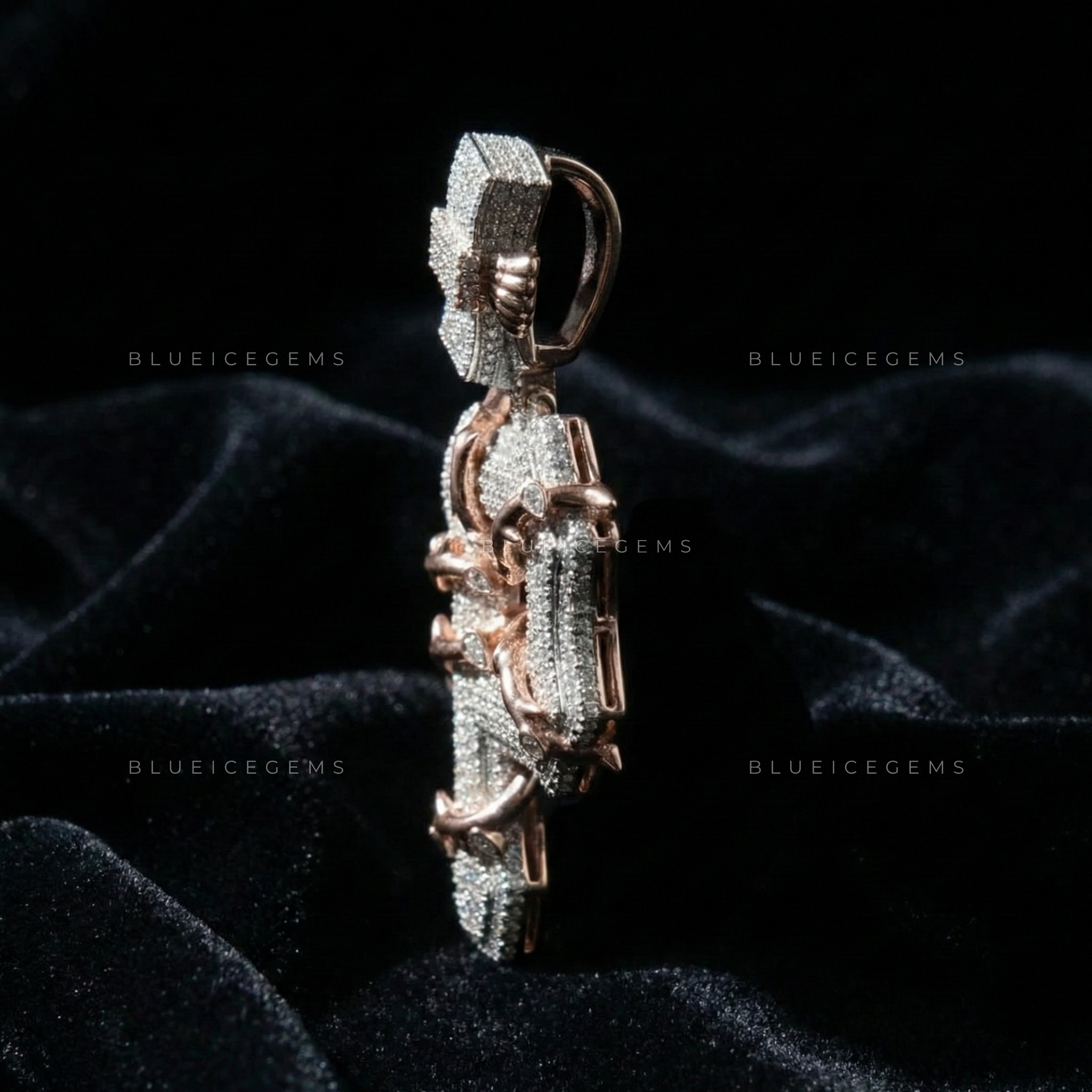 The "P" Thorn-Wrap Sovereign: Gothic Vine Detail & Iced-Out Initial Pendant
