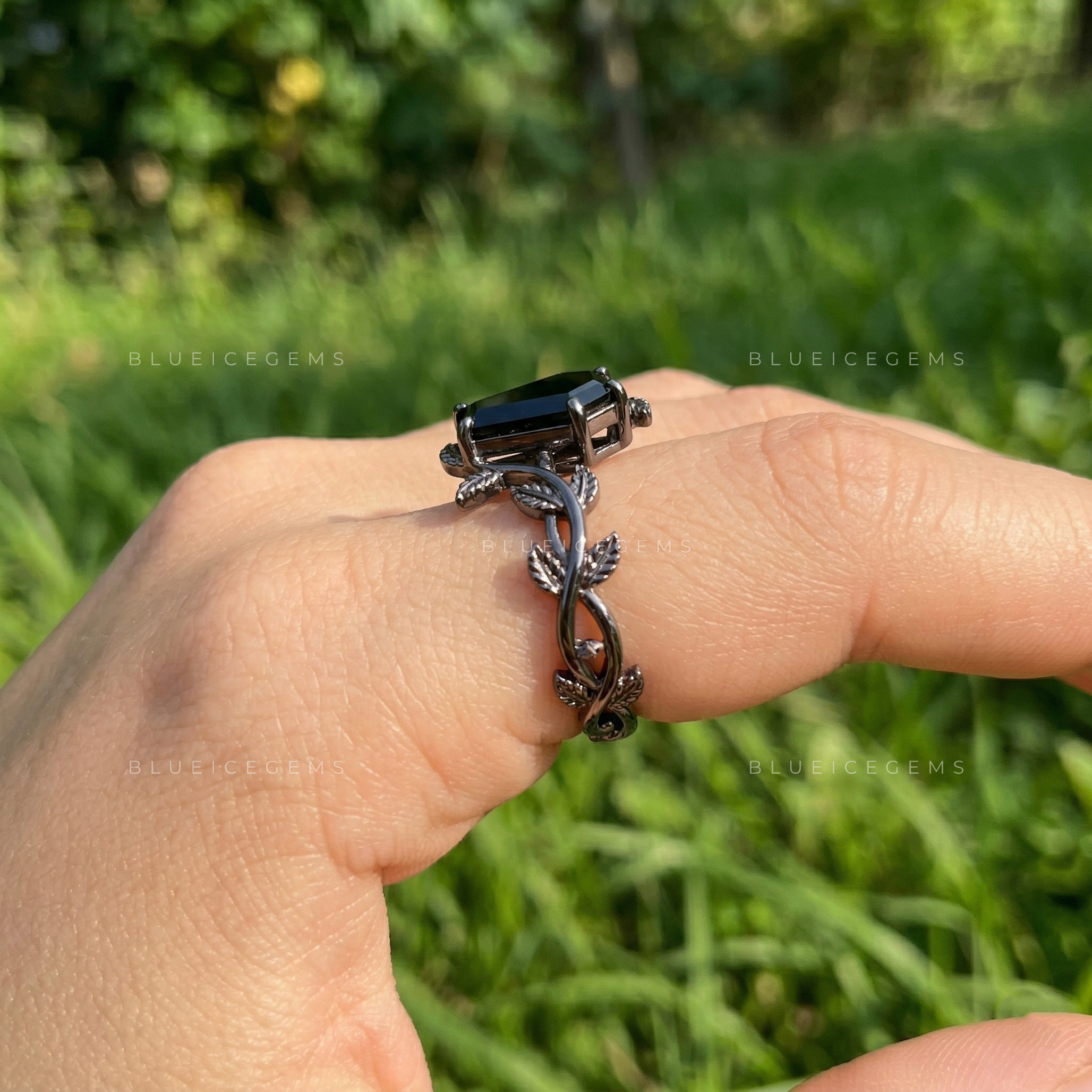 Midnight Noir Coffin Cut Black Diamond Solitaire Ring