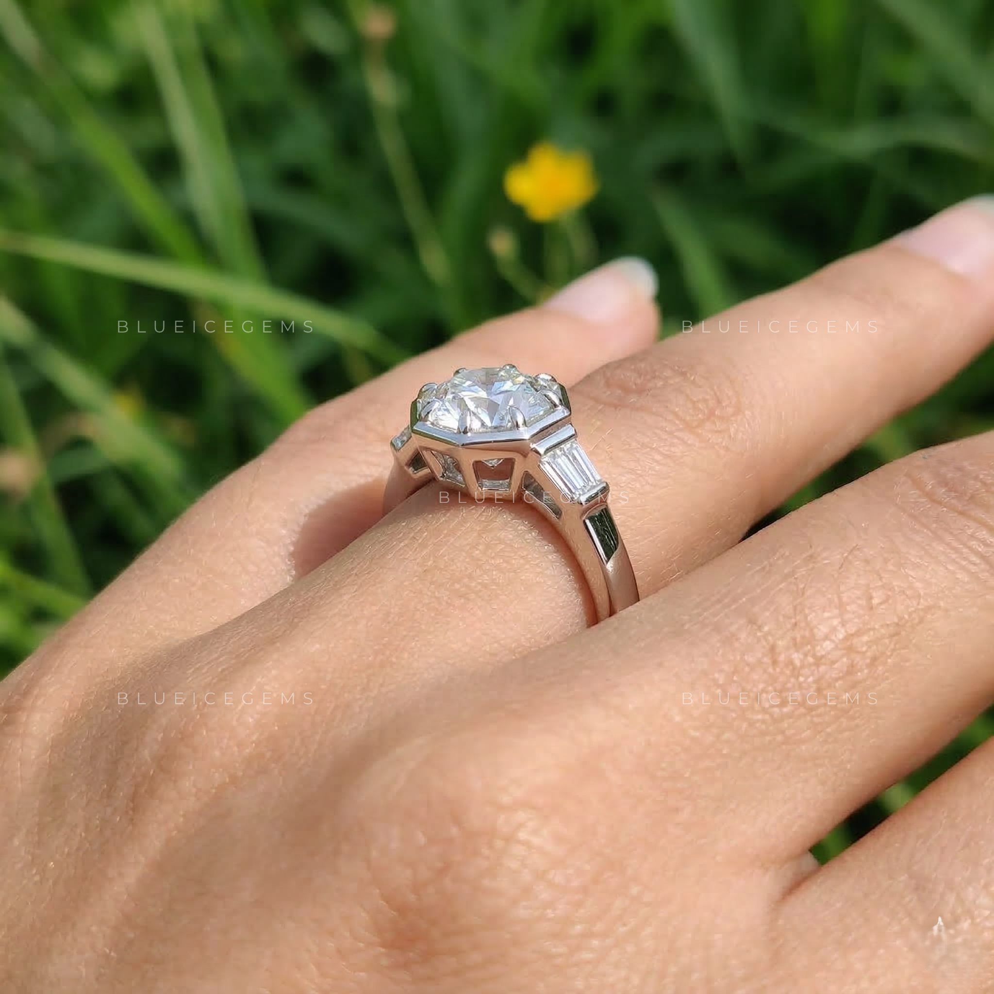 Timeless Round Cut Baguette Accent Ring